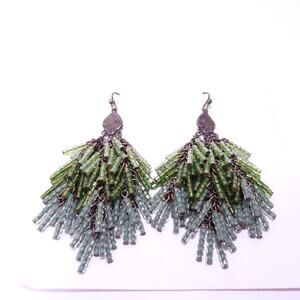 Neiman Marcus Lee Angel Women's Seed Bead Fringe Layer Earrings NWT 138